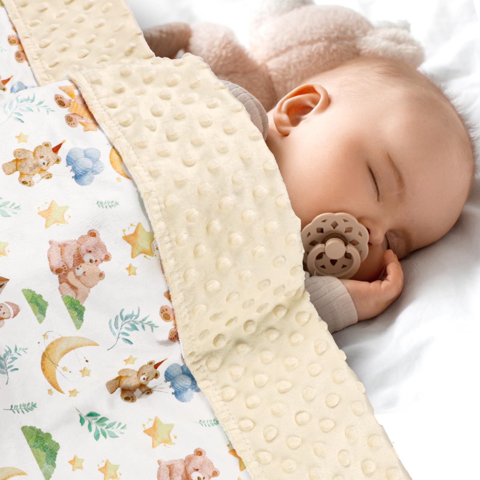 Baby Blanket for Girls Boys, Super Soft Double Layer Mink Blankets with Dotted Backing, Toddler Newborn Nursery Bed Blanket, Bear Throw Blanket, 30 X 40 Inches - Image 4