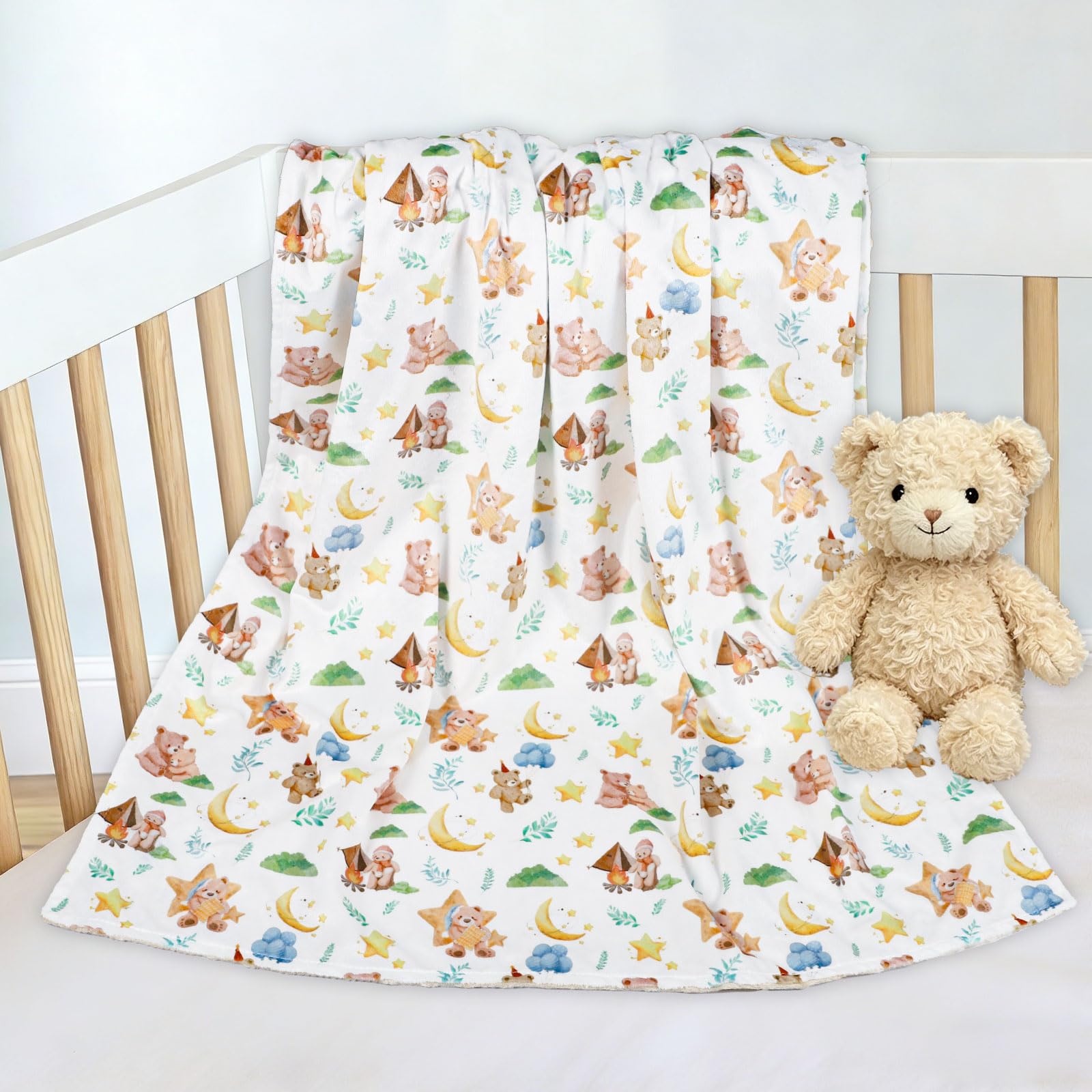 Baby Blanket for Girls Boys, Super Soft Double Layer Mink Blankets with Dotted Backing, Toddler Newborn Nursery Bed Blanket, Bear Throw Blanket, 30 X 40 Inches - Image 7