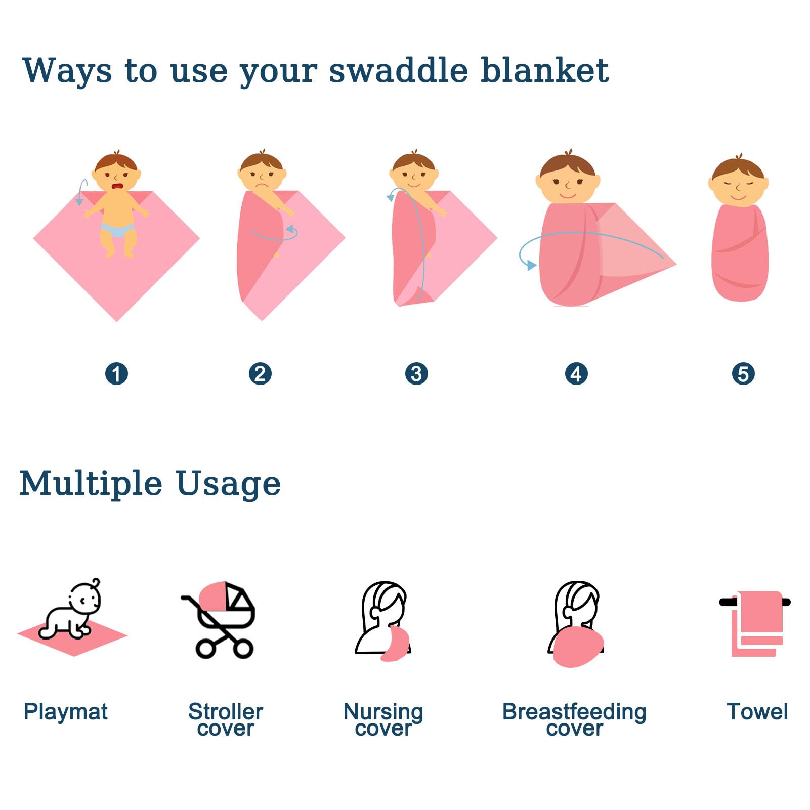 Baby Swaddle Blanket, Jersey Knitted Receiving Blanket for Boys and Girls, Soft Stretchy Double Layer Nursery Blankets, Mushroom - Image 3