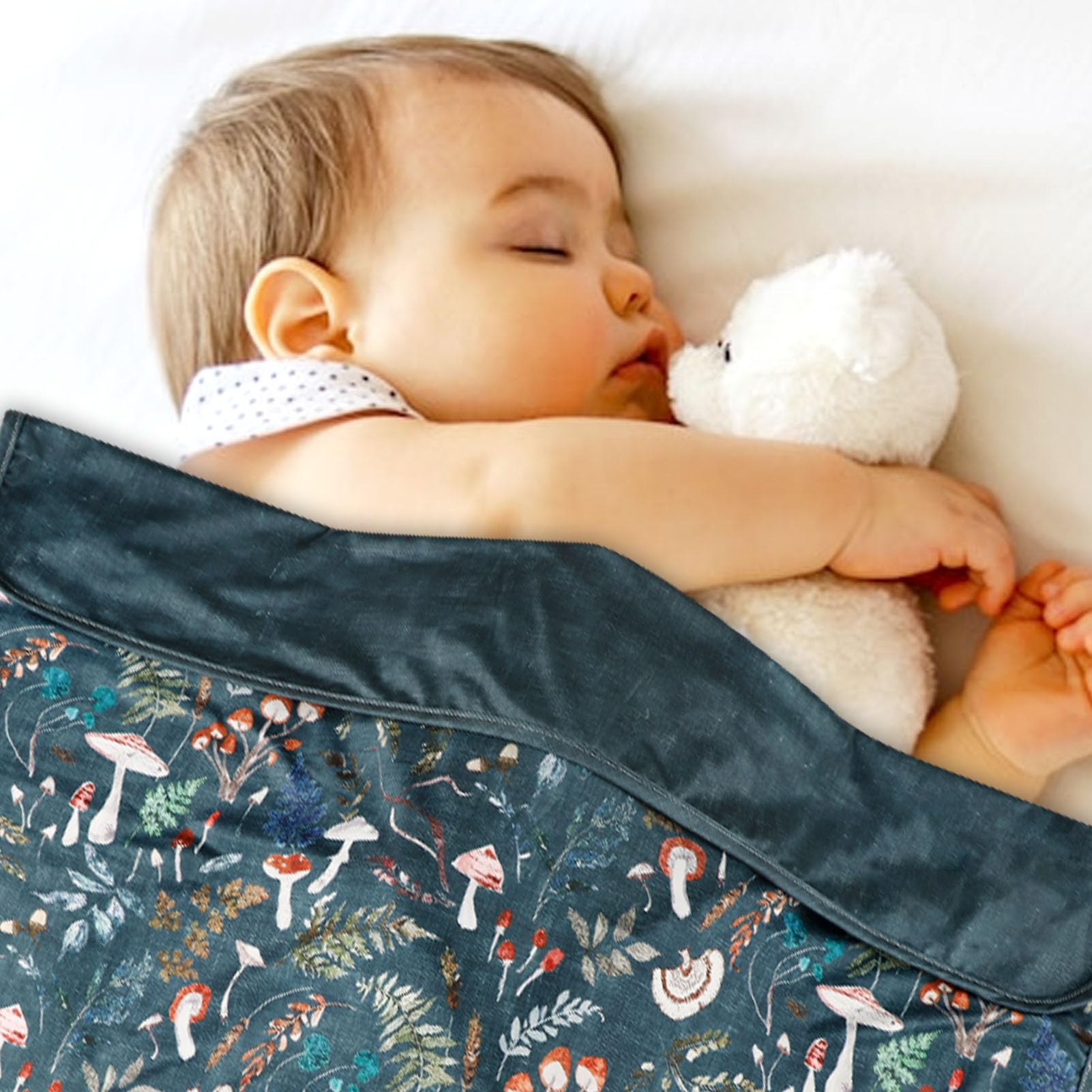 Baby Swaddle Blanket, Jersey Knitted Receiving Blanket for Boys and Girls, Soft Stretchy Double Layer Nursery Blankets, Mushroom - Image 6