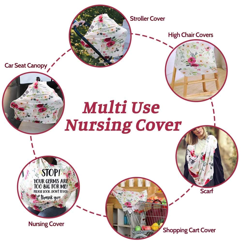 Infant Canopy Cover & Seat Belt Covers for Baby, No Touching Sign Car Seat Covers and Toddlers Stroller Seat Strap Covers, Multiuse Nursing Covers for Breastfeeding, Seat Belt Protectors for Ki - Image 4