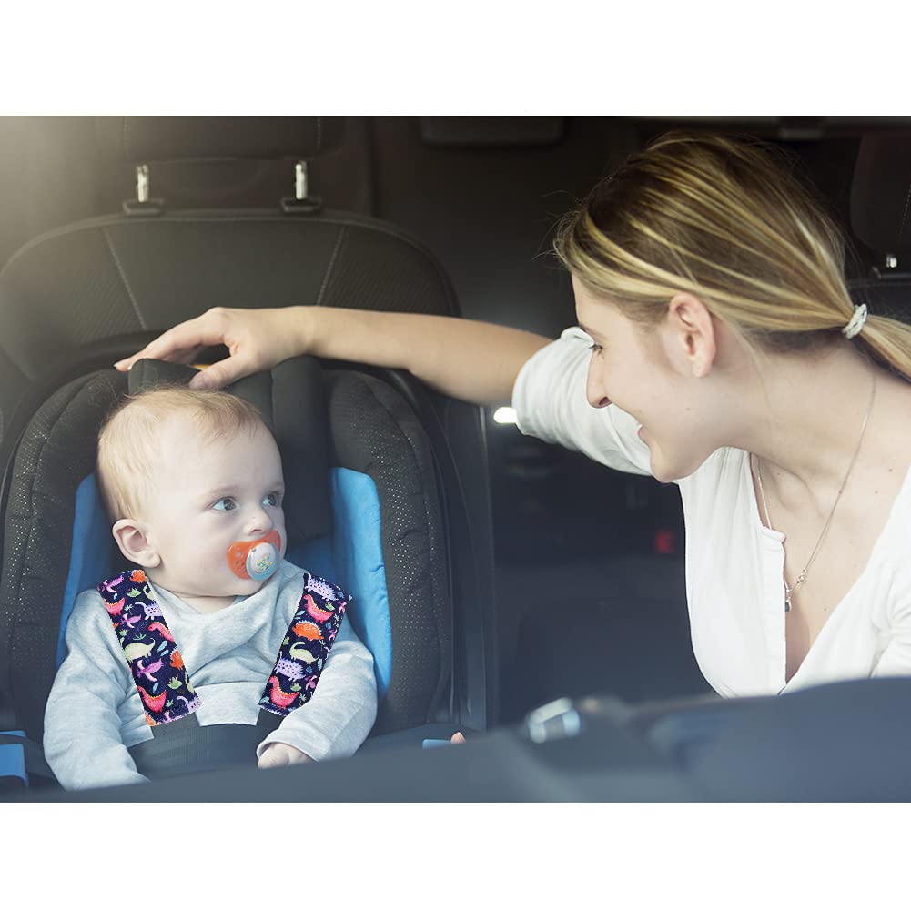 Car Seat Cover for Babies, Carseat Strap Cover, Dinosaur Infant Carseat Canopy and Minky Seat Shoulder Pad for Boys Girls - Image 7