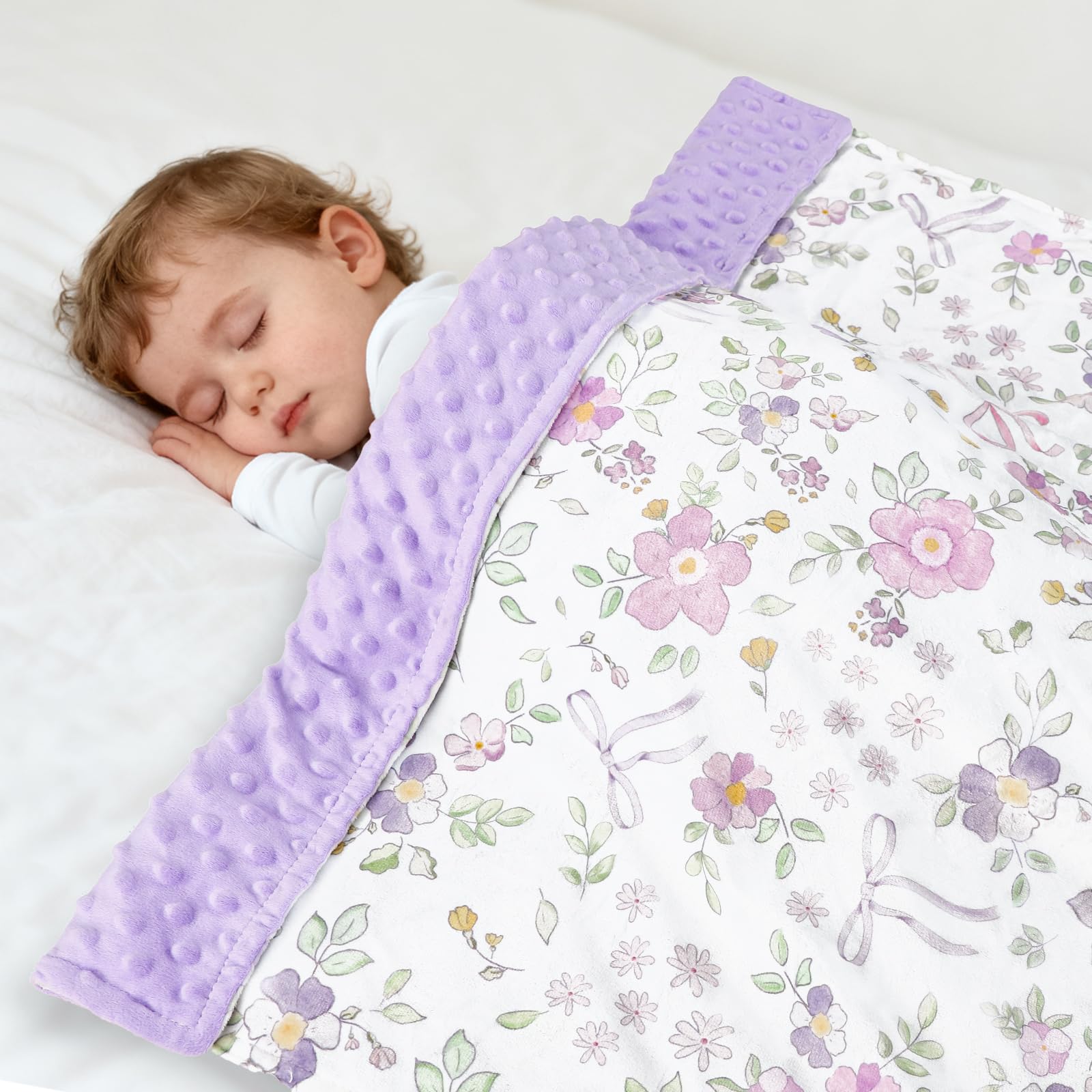 Infant Car Seat Insert, Baby Blankets, CarSeat Head Support Baby for Girls, Soft 3 in 1 Baby Car Seat Cushion for Strollers, Bouncers, Swing, Purple Floral - Image 8