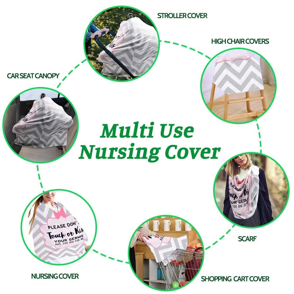No Touch Sign Car Seat Cover & Strap Cover for Baby Boys Girls, Multiuse Nursing Covers for Breastfeeding and Car Seat Straps Shoulder Pads, Infant Canopy Cover, Seat Belt Protectors for Kids - Image 3
