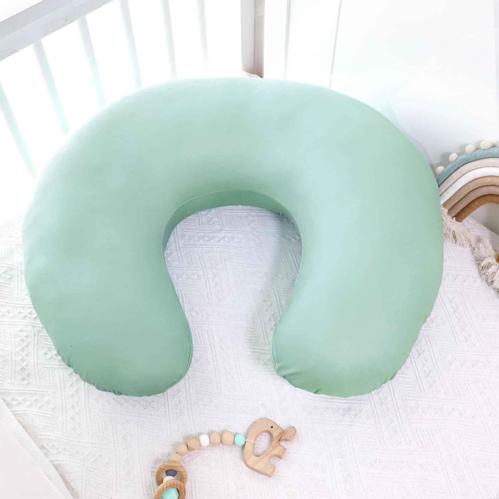 Nursing Pillow Covers, Car Seat Cover Baby， Ultra Soft Nursing Cover for Breastfeeding Pillows, Stretchy Nursing Pillow Slipcover for Baby Girls Boys, Fits Standard Baby Pillow, Dinosaurs, Green - Image 6