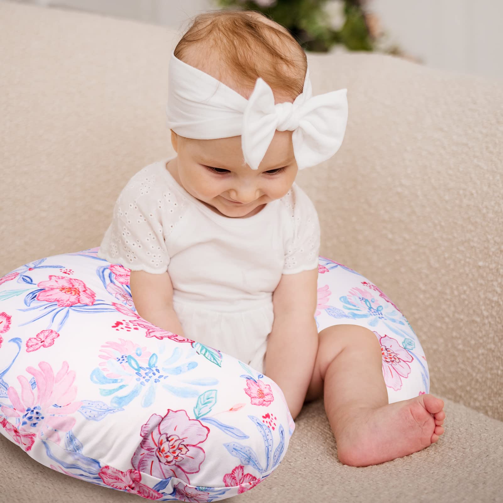 SWESEN 2 Pack Nursing Pillow Cover for Baby Girls, Breastfeeding Pillow Slipcover, Soft Stretchy Snug Fits On Infant Nursing Pillow, Machine Washable & Breathable, Floral - Image 5