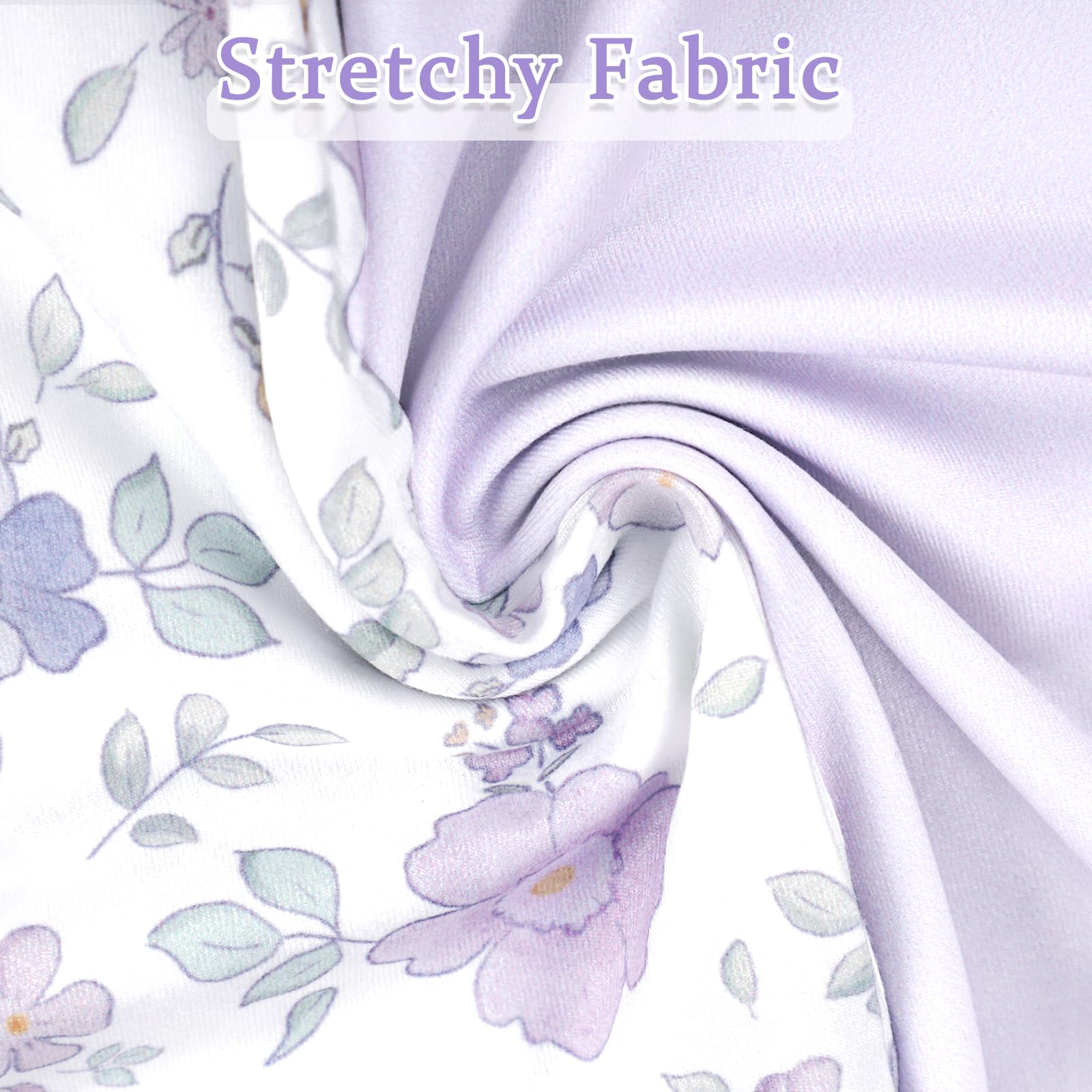 SWESEN 2 Pack Nursing Pillow Covers, Ultra Soft Nursing Cover for Breastfeeding Pillows, Stretchy Nursing Pillow Slipcover for Baby Girls Boys, Fits Standard Baby Pillow, Purple Floral - Image 5