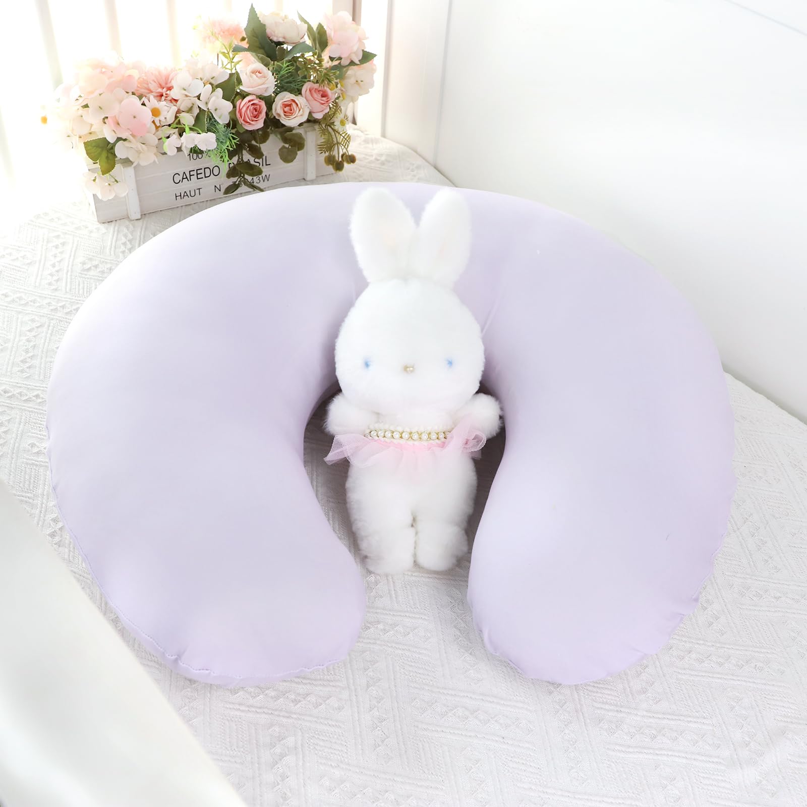 SWESEN 2 Pack Nursing Pillow Covers, Ultra Soft Nursing Cover for Breastfeeding Pillows, Stretchy Nursing Pillow Slipcover for Baby Girls Boys, Fits Standard Baby Pillow, Purple Floral - Image 7