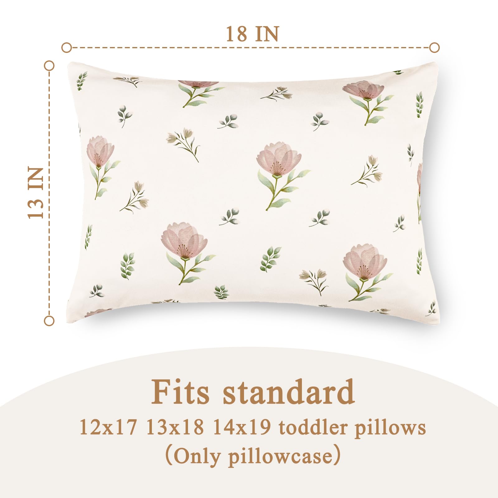 SWESEN 2 Pcak Toddler Pillow Case, 13x18 Toddler Pillowcase for Baby Girls, Soft Travel Pillow Case Cover with Envelope Closure, Floral (Pillowcase Only) - Image 5