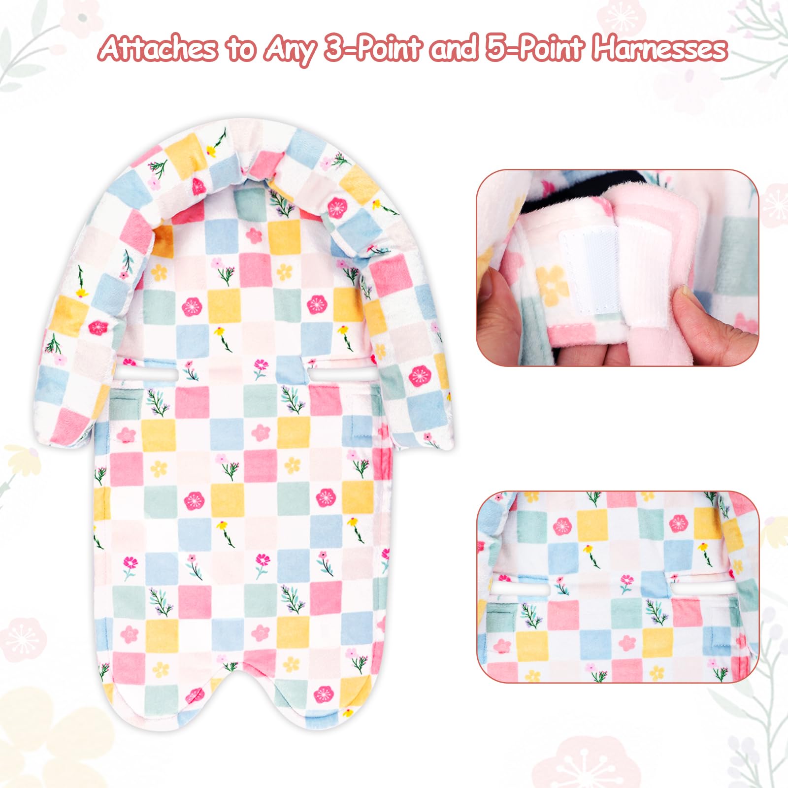 Carseat Cover Girls, Super Soft 2 in 1 Infant Car Seat Insert for Girls - Image 4