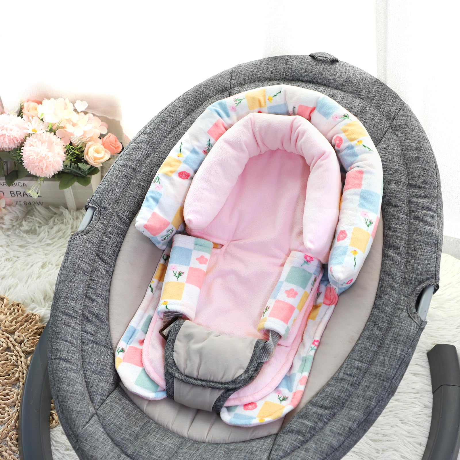 Carseat Cover Girls, Super Soft 2 in 1 Infant Car Seat Insert for Girls - Image 5