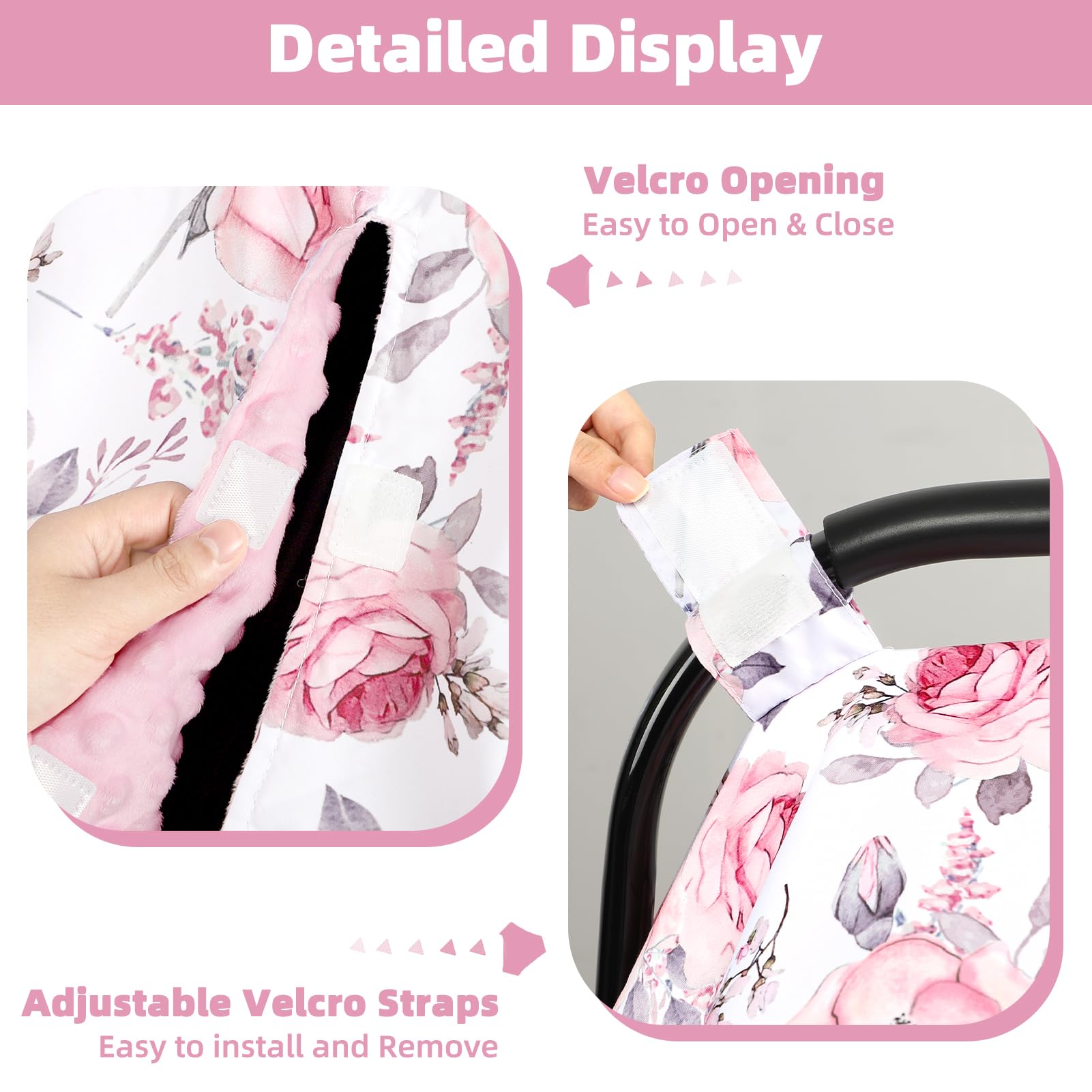 Car Seat Cover Baby,Infant Car Seat Insert, Peekaboo Opening Carseat Covers Baby, Universal Car Seat Canopy Cover & Nursing Cover, 360° Full Coverage Sun & Wind Protector, Floral - Image 5