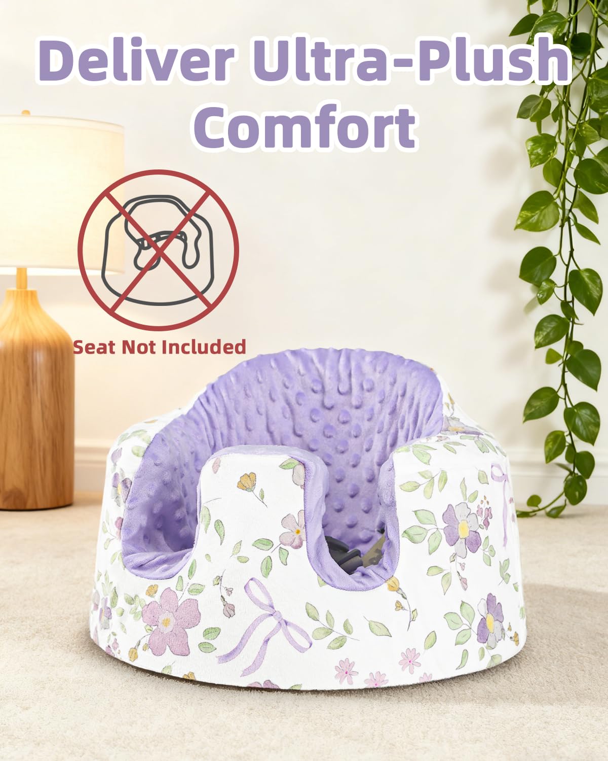 SWESEN Seat Cover Compatible with Bumbo, Infant Car Seat Insert, Car Seat Head Support for Baby Girls Boys, 2 in 1 Soft Plush CarSeat Insert for Newborns, for Infants Aged 0-12 - Image 8