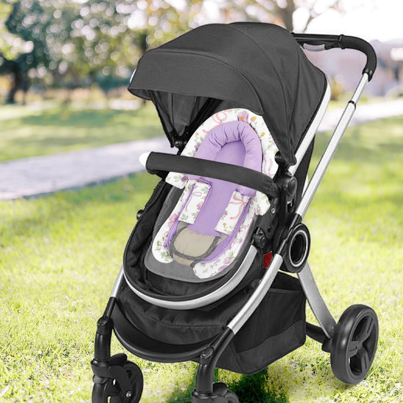 SWESEN Seat Cover Compatible with Bumbo, Infant Car Seat Insert, Car Seat Head Support for Baby Girls Boys, 2 in 1 Soft Plush CarSeat Insert for Newborns, for Infants Aged 0-12 - Image 7