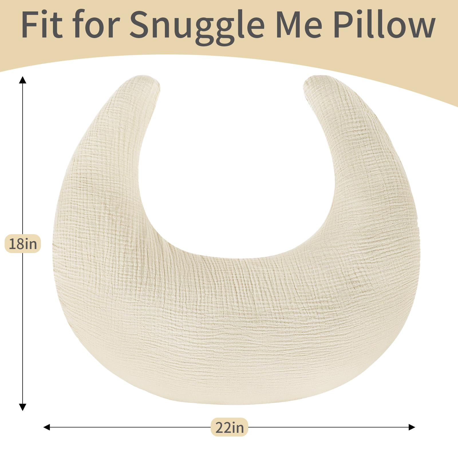 SWESEN Muslin Nursing Pillow Cover, Soft Removable Cover for Breastfeeding Pillows, Pillow Slipcover for Baby Boys and Girls, Comfortable & Breathable, Apricot, Washable (Only Cover) - Image 3