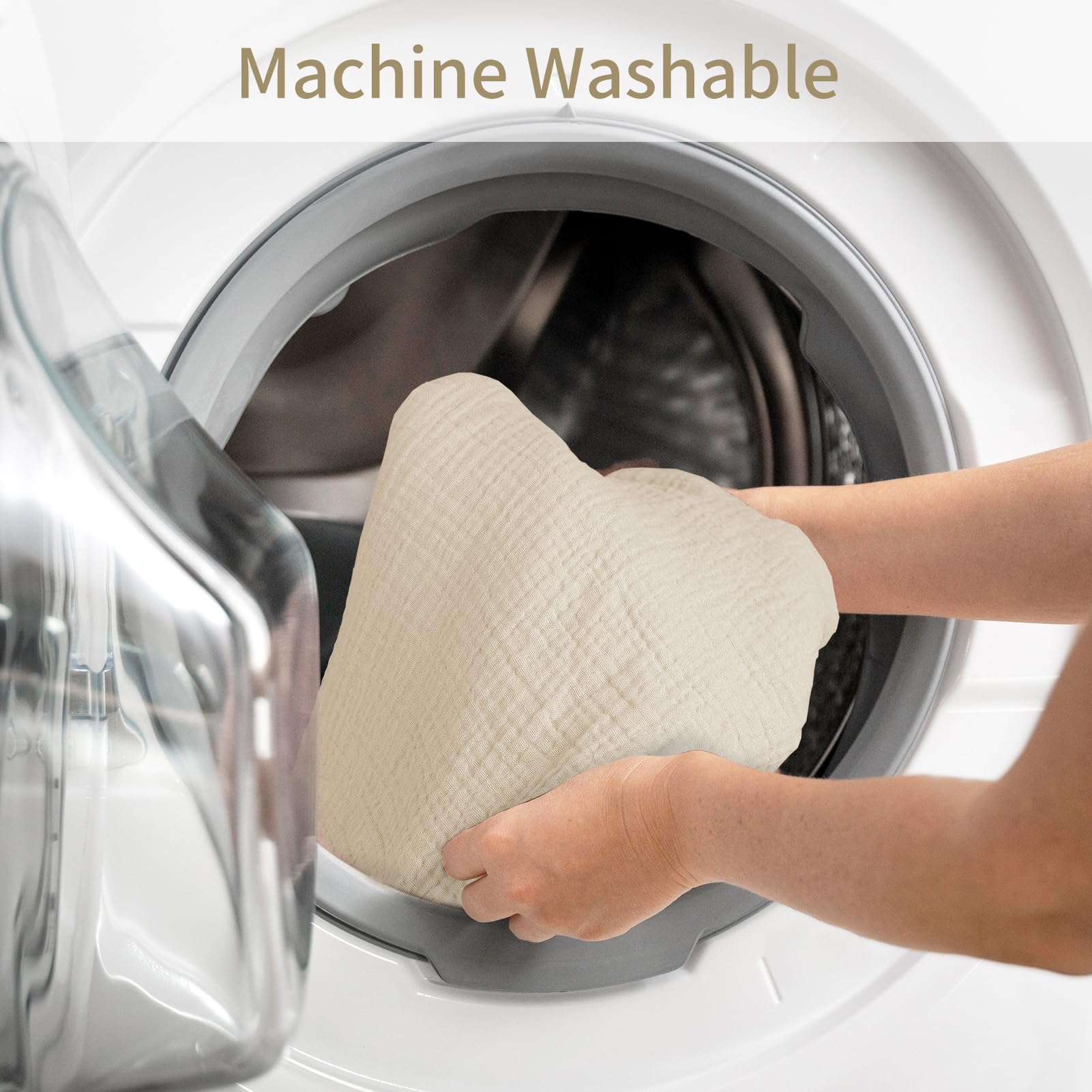 SWESEN Muslin Nursing Pillow Cover, Soft Removable Cover for Breastfeeding Pillows, Pillow Slipcover for Baby Boys and Girls, Comfortable & Breathable, Apricot, Washable (Only Cover) - Image 8