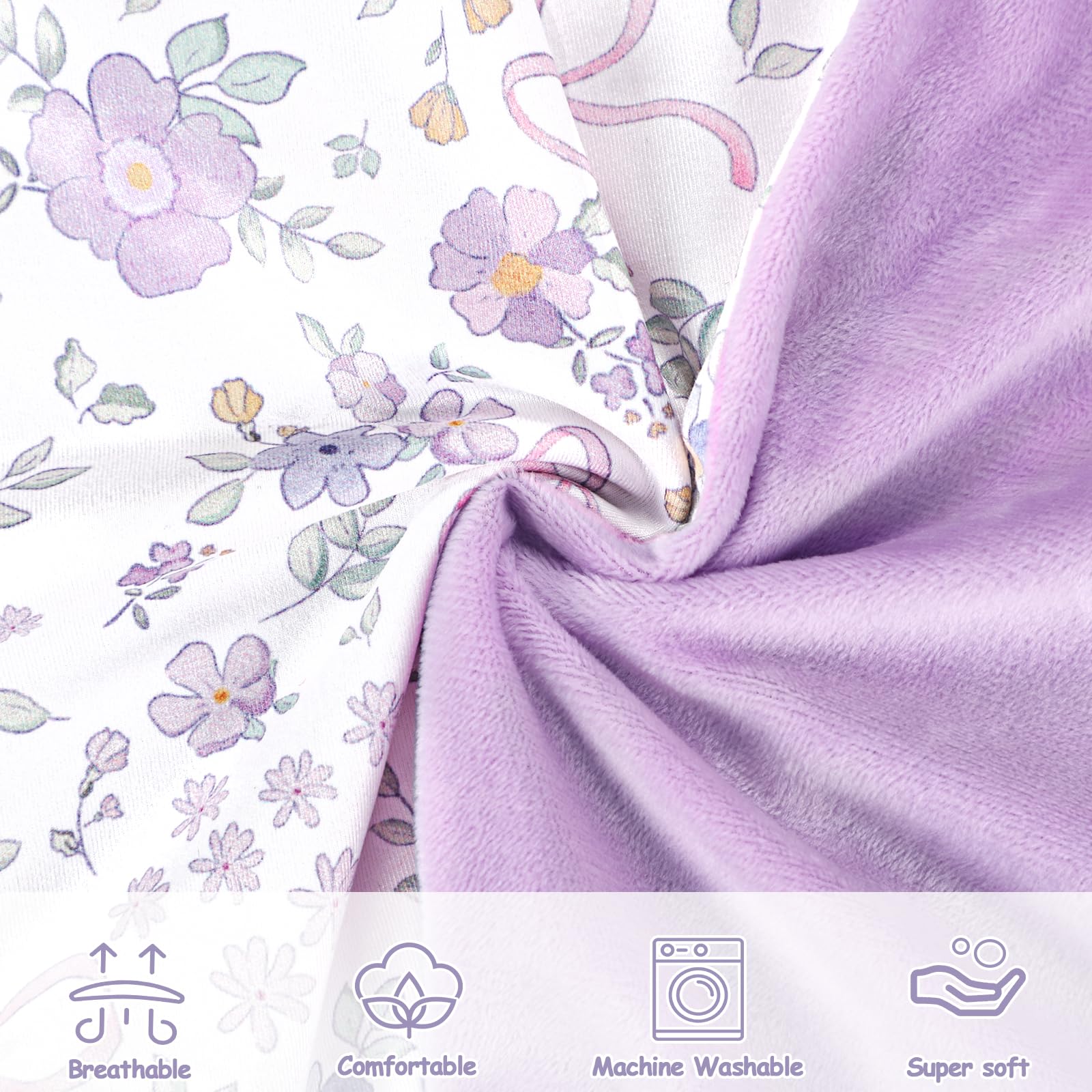 SWESEN Newborn Lounger Cover, 1 Pack Soft Removable Slipcovers for Infant Lounger, Cozy Baby Lounger Cover for Boys and Girls, Covers Only, Purple Floral - Image 3