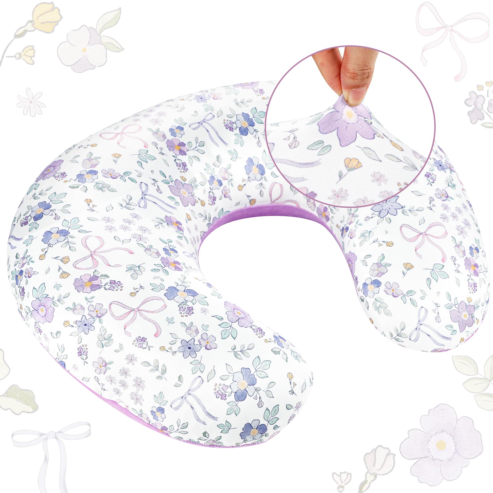 SWESEN Nursing Pillow Cover, 1 Pack Stretchy Slipcovers for Breastfeeding Pillows, Super Soft Removable Nursing Pillow Case for Baby Boy and Girls, Purple - Image 5