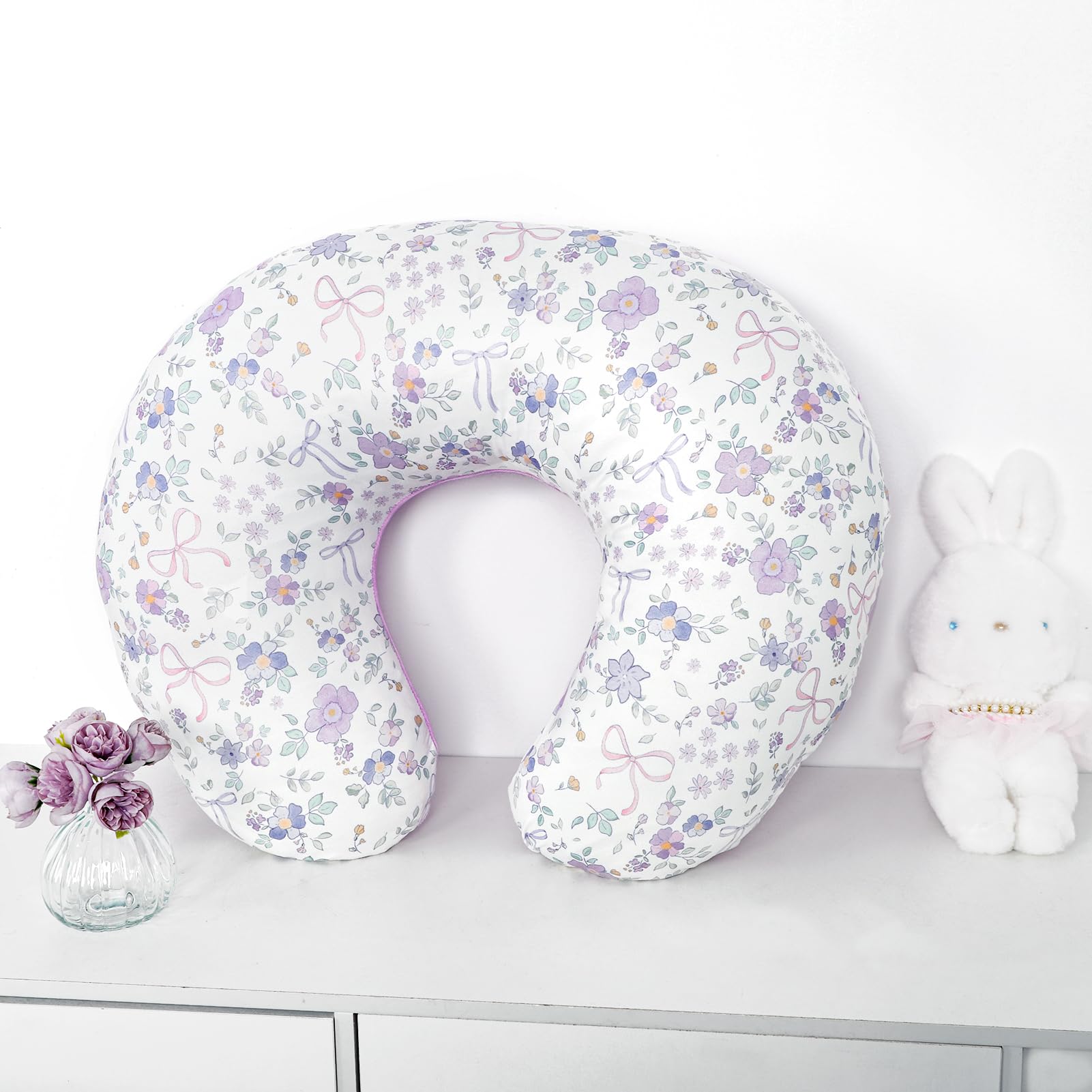 SWESEN Nursing Pillow Cover, 1 Pack Stretchy Slipcovers for Breastfeeding Pillows, Super Soft Removable Nursing Pillow Case for Baby Boy and Girls, Purple - Image 7