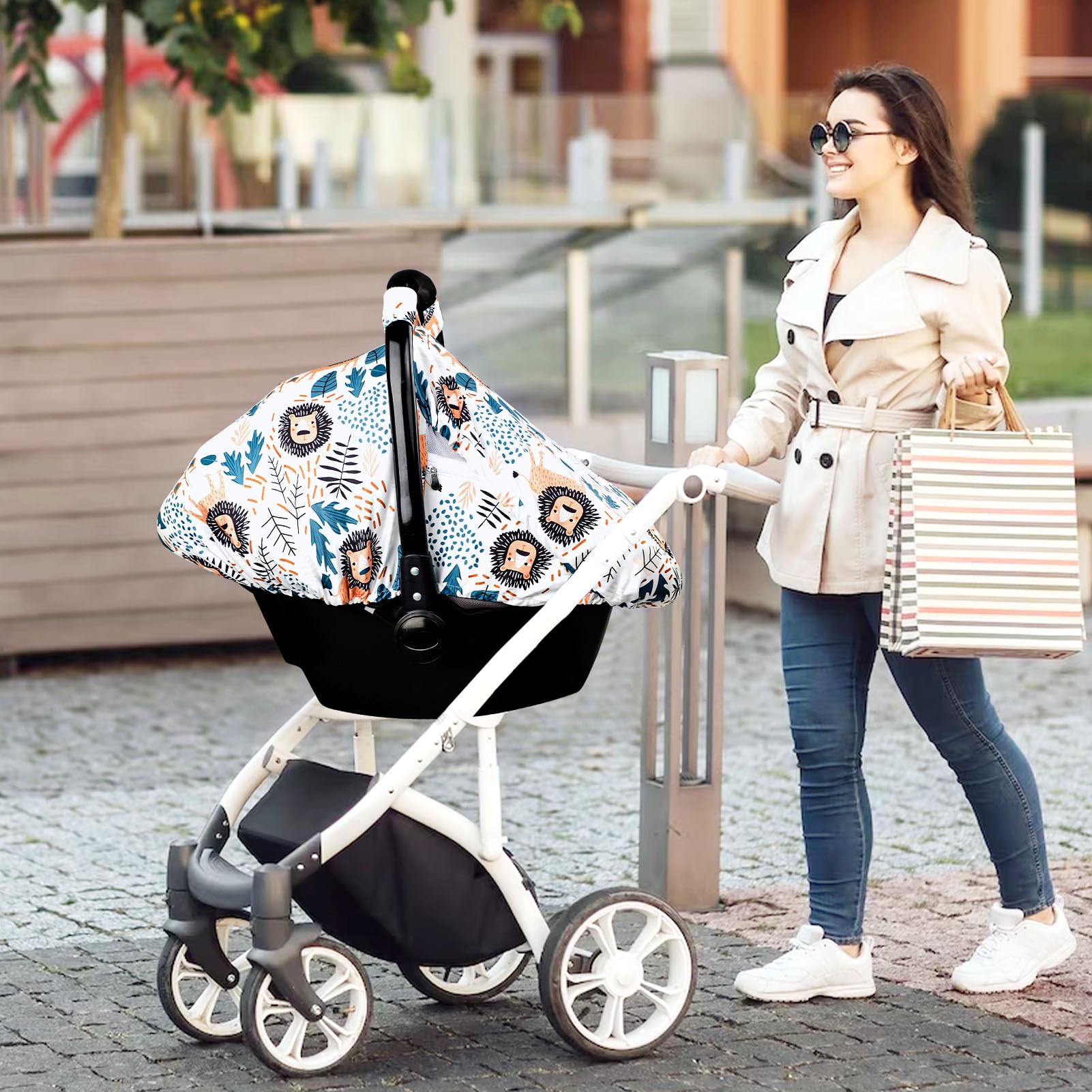 SWESEN Nursing Pillow Cover, Car Seat Covers for Babies, Breastfeeding Pillow Covers, Carseat Cover Boy with Zipper Mesh, Lion - Image 5