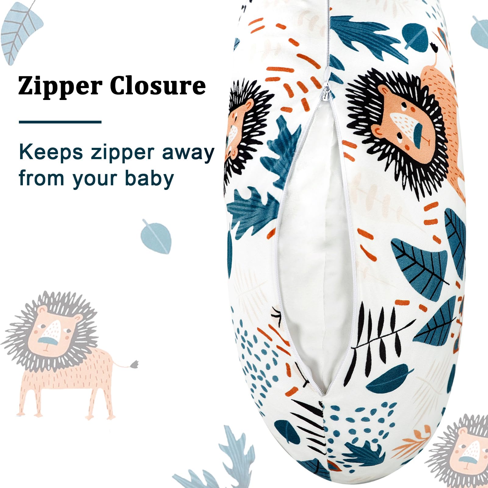 SWESEN Nursing Pillow Cover, Car Seat Covers for Babies, Breastfeeding Pillow Covers, Carseat Cover Boy with Zipper Mesh, Lion - Image 6