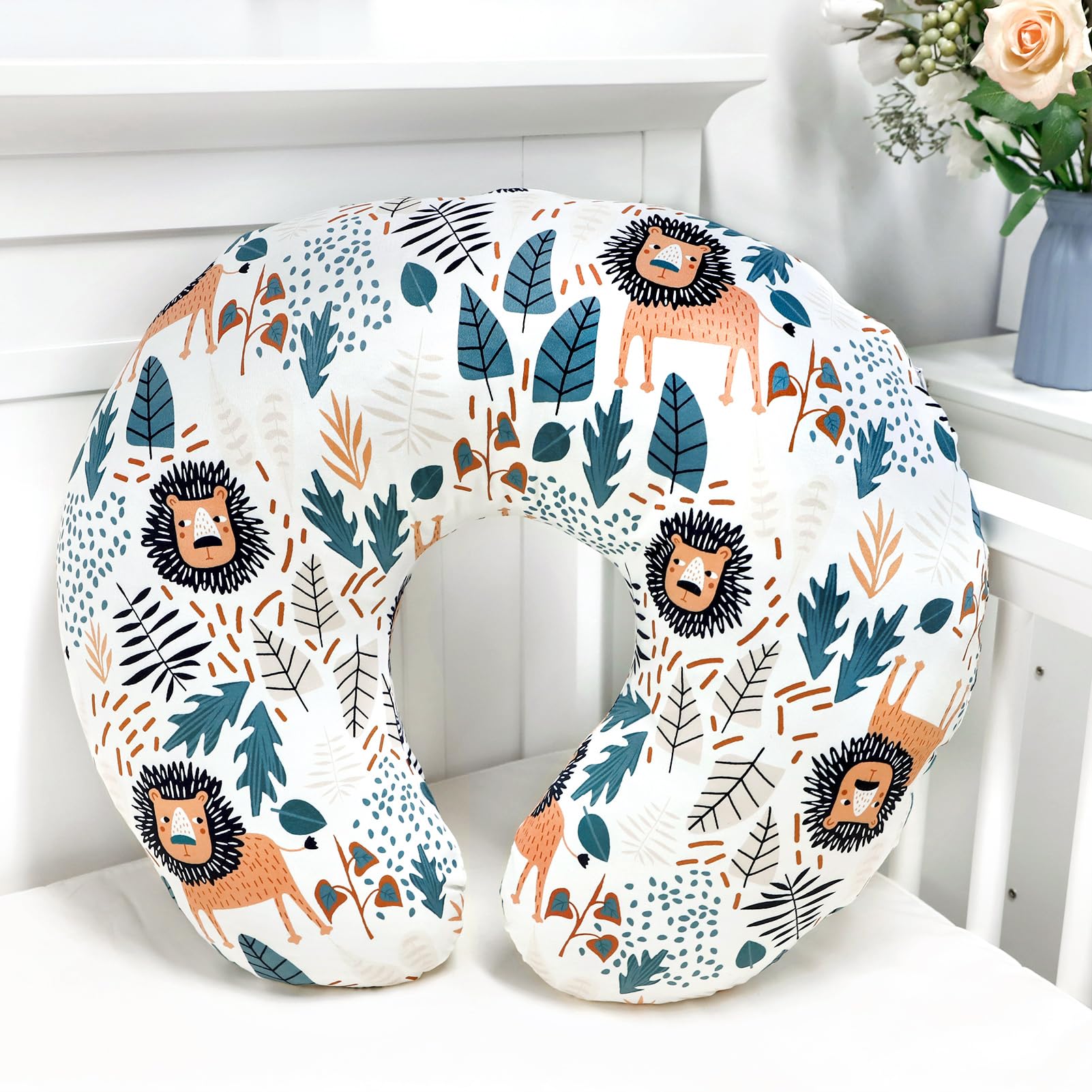 SWESEN Nursing Pillow Cover, Car Seat Covers for Babies, Breastfeeding Pillow Covers, Carseat Cover Boy with Zipper Mesh, Lion - Image 7