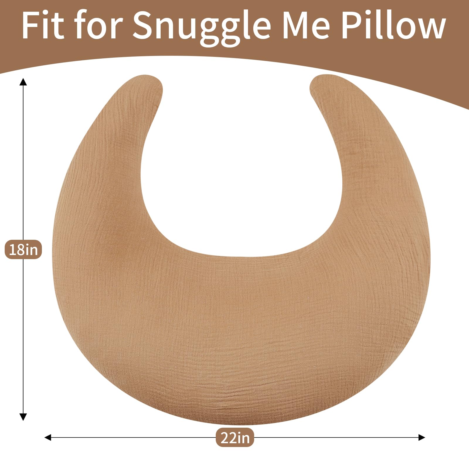 SWESEN Nursing Pillow Cover, Soft Removable Cover for Breastfeeding Pillows, Pillow Slipcover for Baby Boys and Girls, Comfortable & Breathable, Brown, Washable (Only Cover) - Image 3