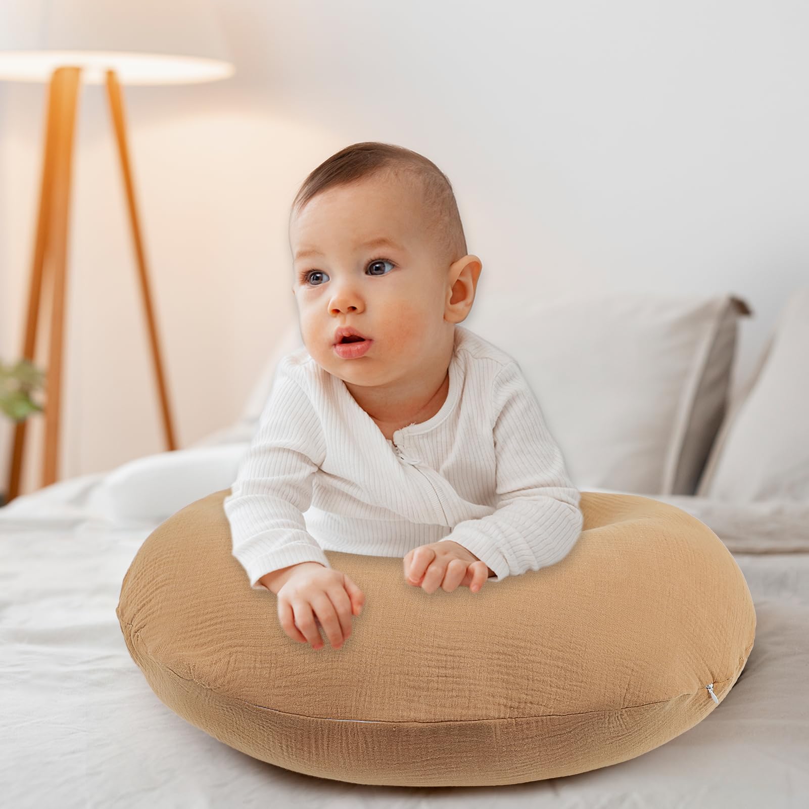 SWESEN Nursing Pillow Cover, Soft Removable Cover for Breastfeeding Pillows, Pillow Slipcover for Baby Boys and Girls, Comfortable & Breathable, Brown, Washable (Only Cover) - Image 6