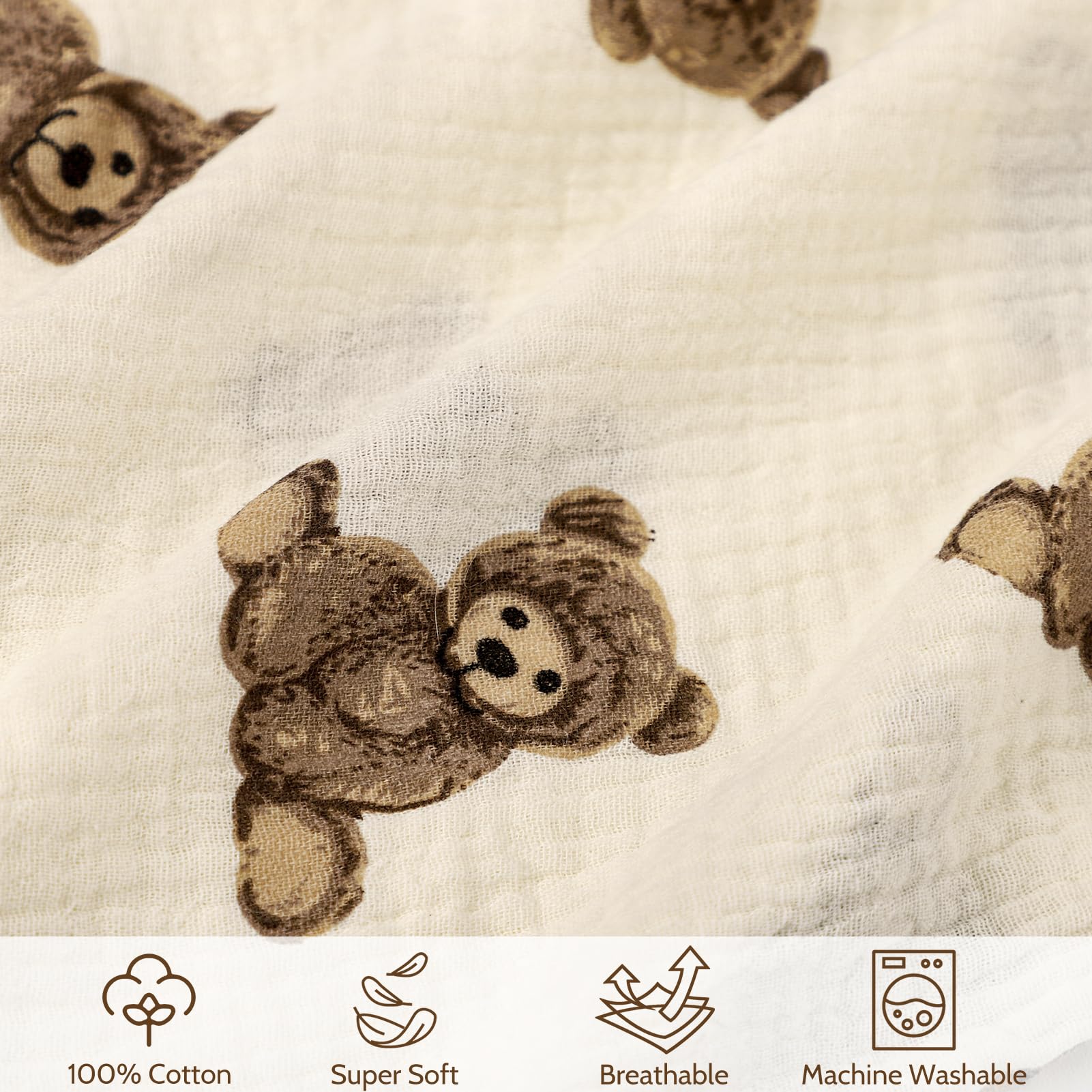 SWESEN Nursing Pillow Cover, Soft Removable Cover for Breastfeeding Pillows, Pillow Slipcover for Baby Boys and Girls, Comfortable & Breathable,Bear, Washable (Only Cover) - Image 3