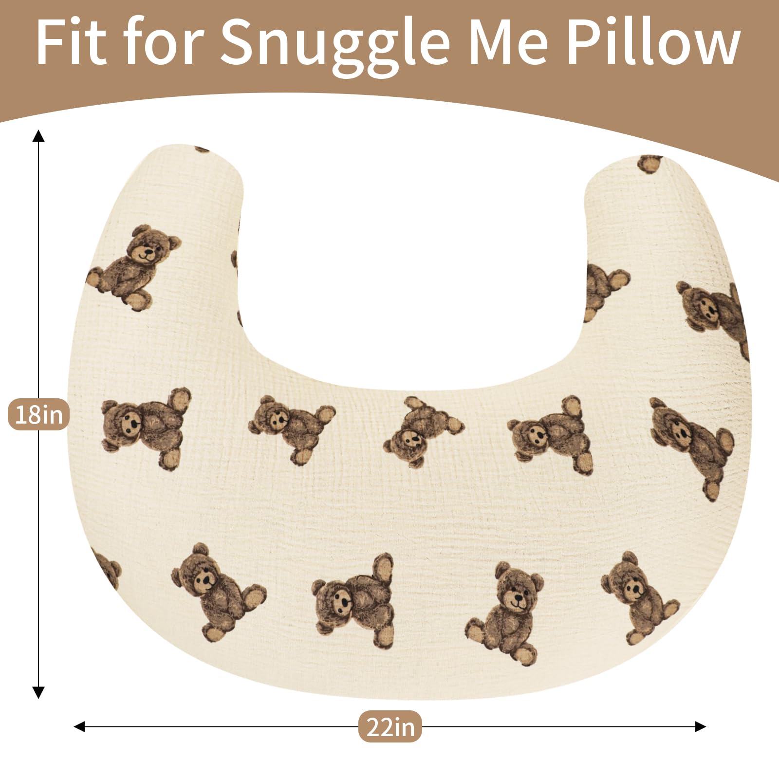 SWESEN Nursing Pillow Cover, Soft Removable Cover for Breastfeeding Pillows, Pillow Slipcover for Baby Boys and Girls, Comfortable & Breathable,Bear, Washable (Only Cover) - Image 4